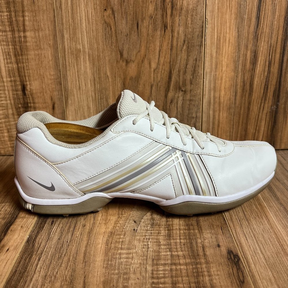 Nike Delight Womens Golf Cleats Leather Shoes White Gold 549583 100 Size 10